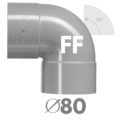 [3102.3808] COUDE PVC GRIS FF 90° D080