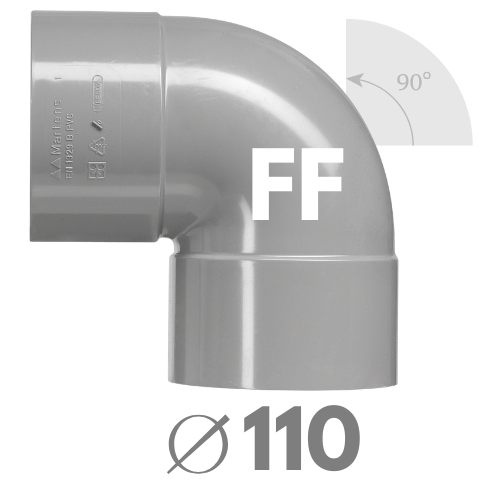 [205287] COUDE PVC GRIS FF 90° D110