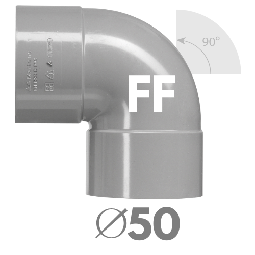[205284] COUDE PVC GRIS FF 90° D50